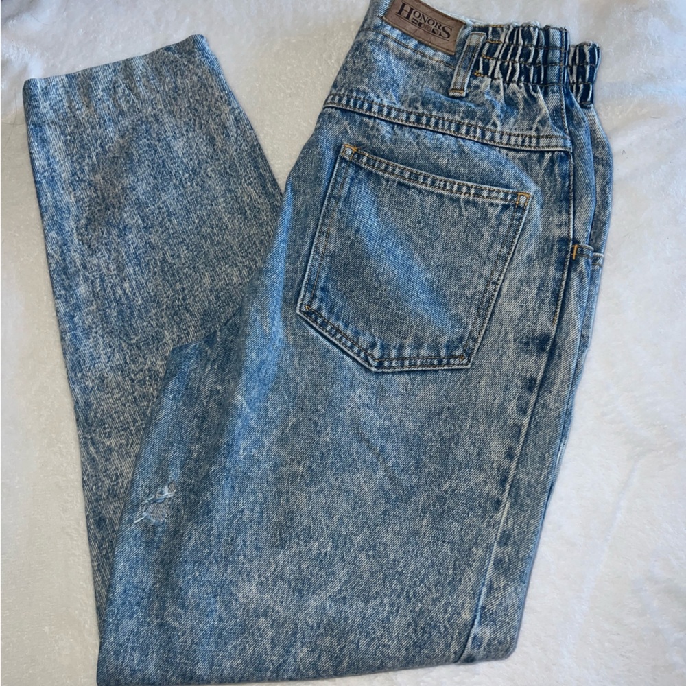 Vintage Honors Women’s Jeans Size 9 Denim 90s Blue Elastic Ruffled Waistband